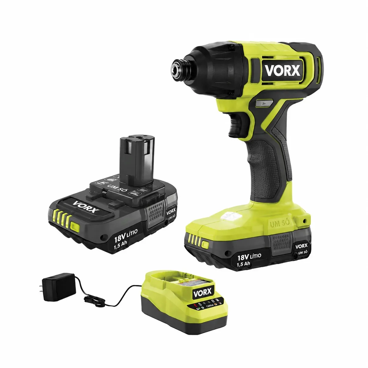 Parafusadeira de Impacto VORX+ 18V 1/4" 203 Nm com 2 Baterias e Carregador