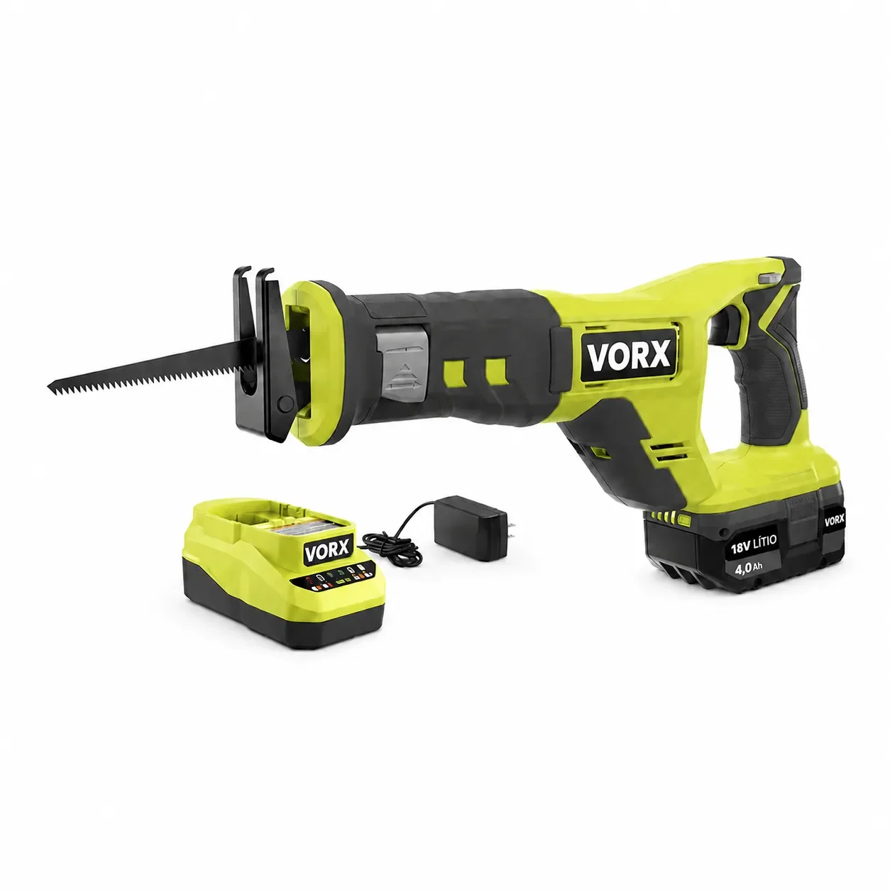 Serra Sabre Sem Fio VORX+ 18V 3400 Cortes/min com Bateria 4 Ah e Carregador